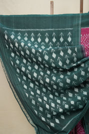 Pink - White  Pochampalli Cotton Ikat Saree - SRPWPCIS596