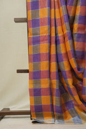 Multicolor Linen Saree With Tassels - SRMLS497