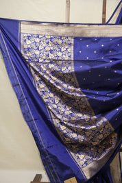 Navy Blue Banarasi Silk Saree - SRNBBSS860