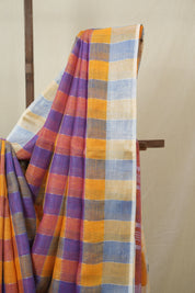 Multicolor Linen Saree With Tassels - SRMLS497