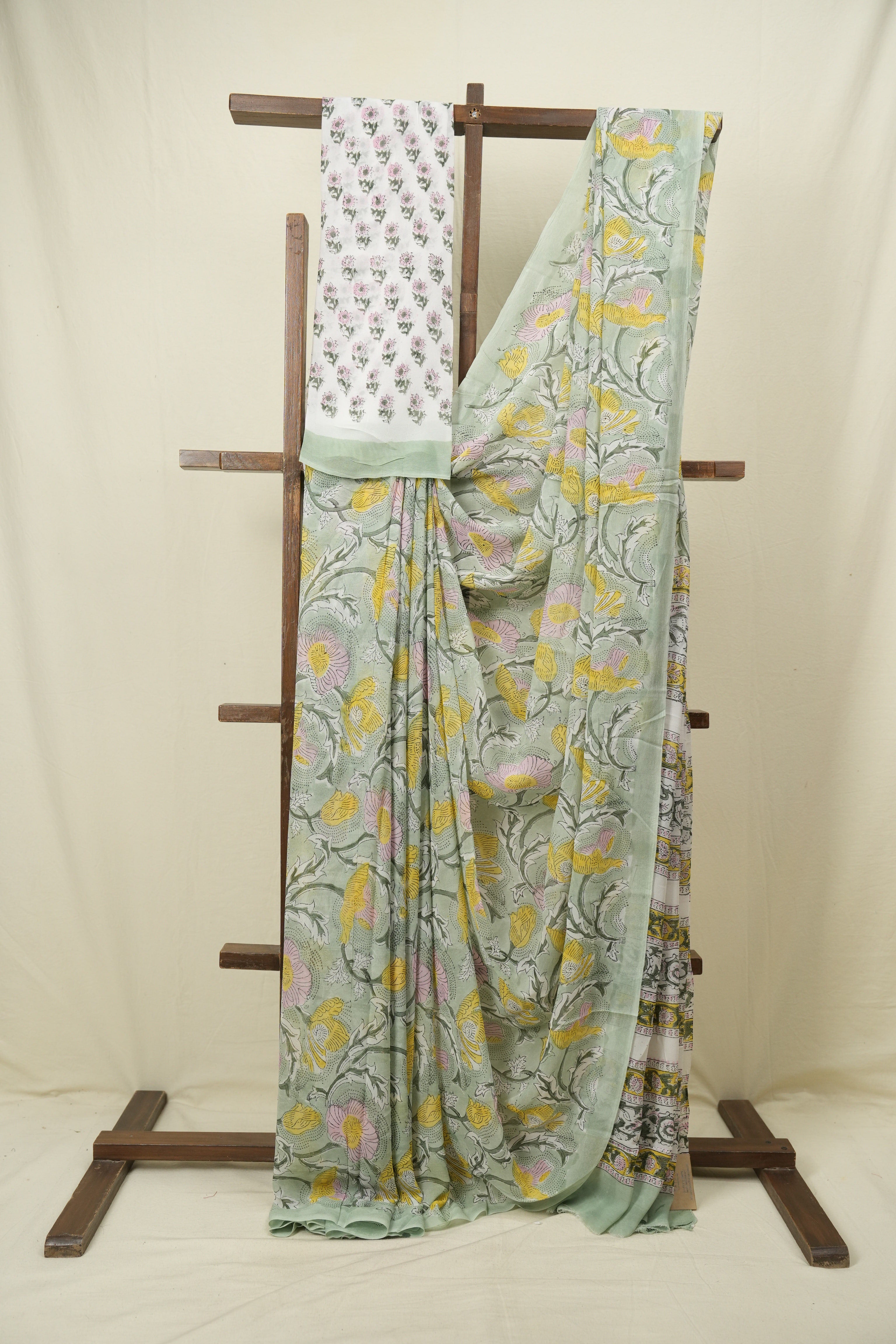 Mint HBP Chiffon Saree - SRMHCS60