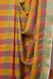 Multicolor Linen Saree With Tassels - SRMLS498