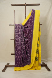 Purple Yellow Pochampalli Cotton Ikat Saree - SRPYPCIS592