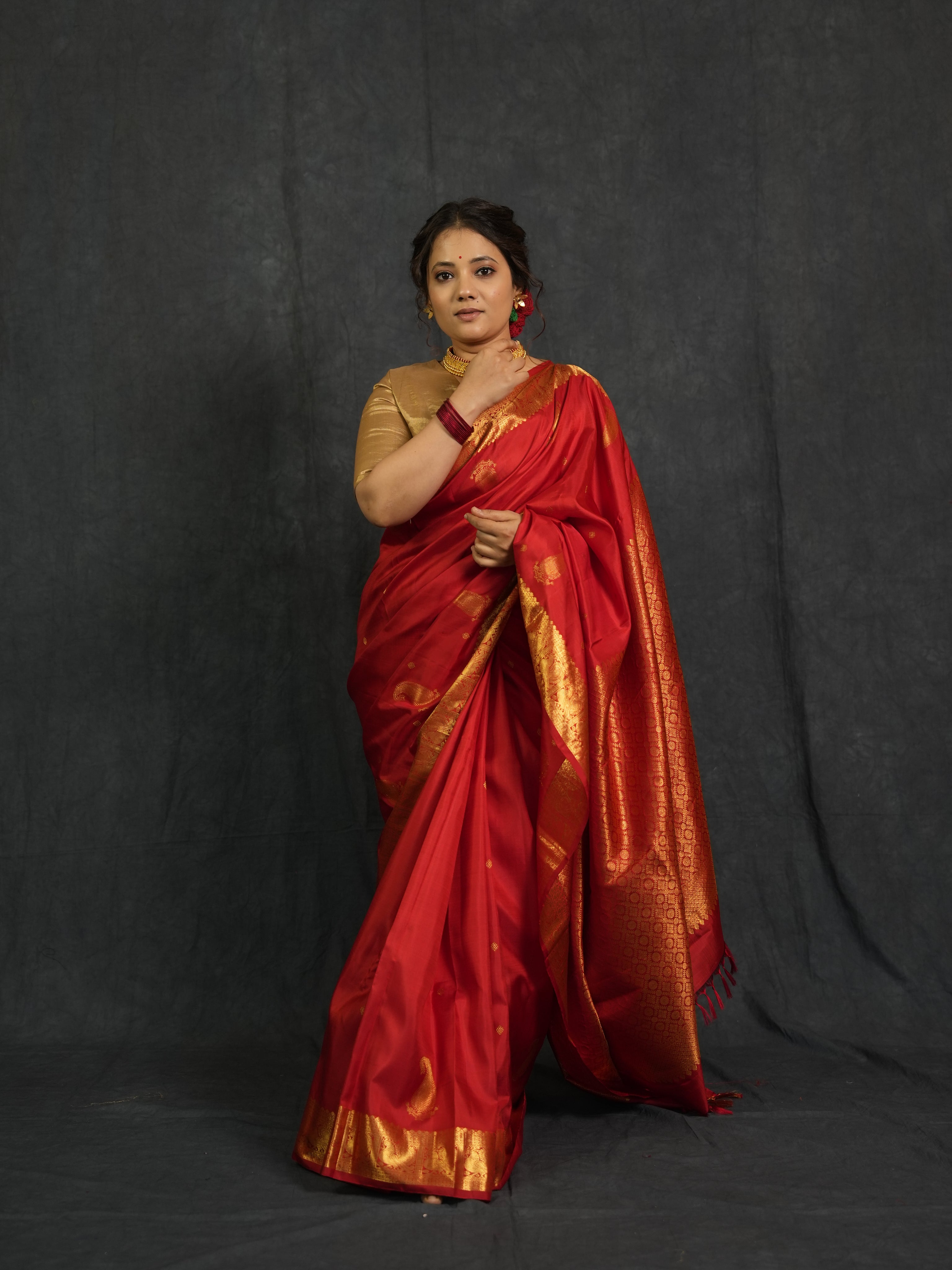 Red Kanjivaram Silk Saree - SRRKSS1018
