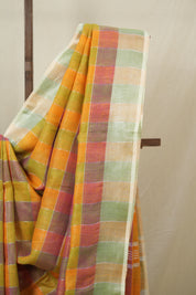 Multicolor Linen Saree With Tassels - SRMLS498