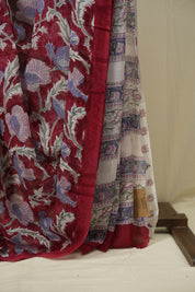 Red HBP Chiffon Saree - SRRHCS53