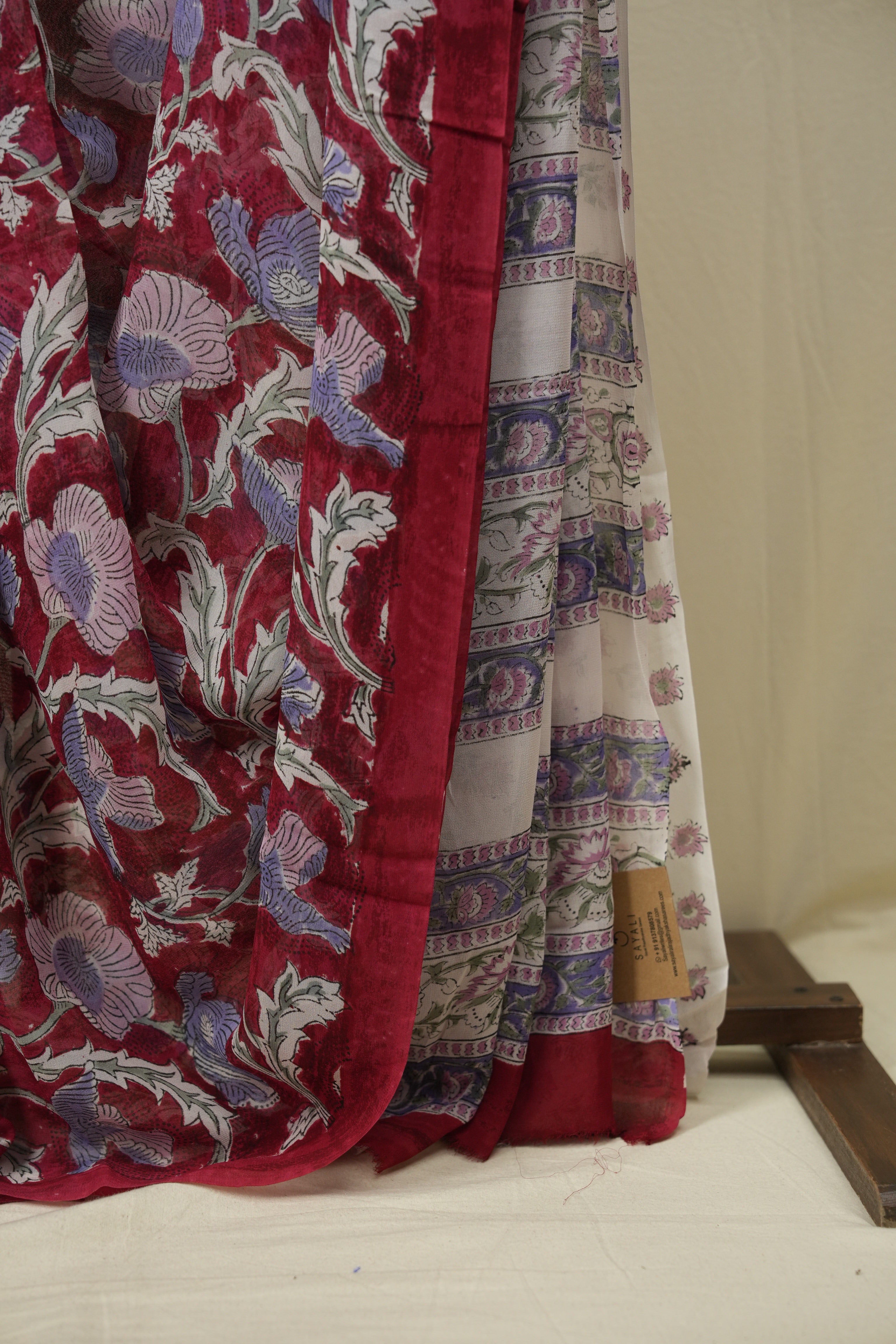 Red HBP Chiffon Saree - SRRHCS53