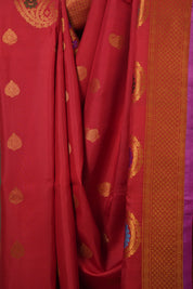 Scarlet Red Gadwal Silk Saree - SRSRGSS325