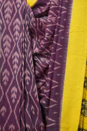 Purple Yellow Pochampalli Cotton Ikat Saree - SRPYPCIS592