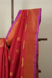 Scarlet Red Gadwal Silk Saree - SRSRGSS325