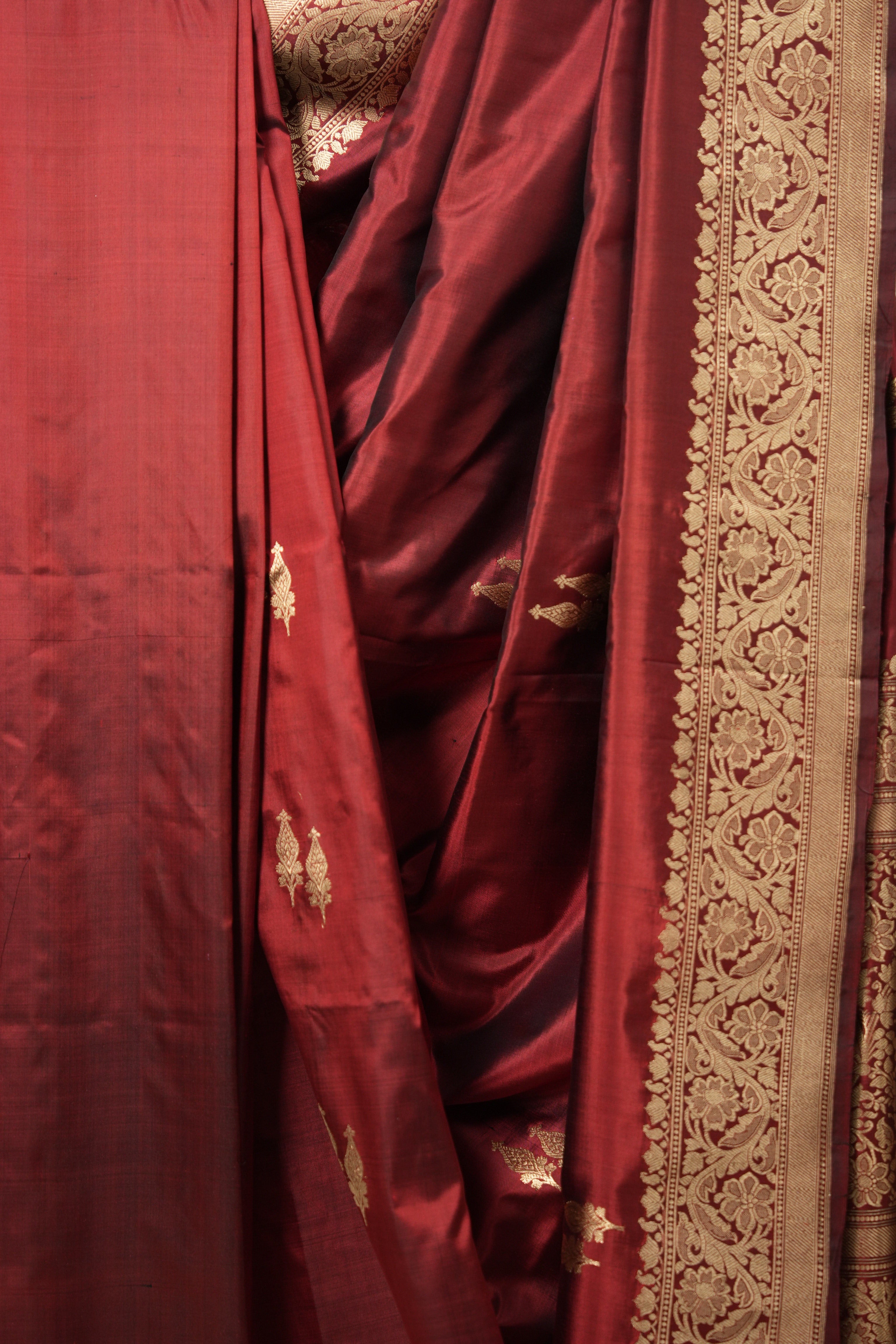 Maroon Banarasi Silk Saree - SRMBSS864