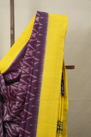 Purple Yellow Pochampalli Cotton Ikat Saree - SRPYPCIS592