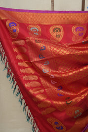 Scarlet Red Gadwal Silk Saree - SRSRGSS325
