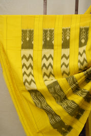 Purple Yellow Pochampalli Cotton Ikat Saree - SRPYPCIS592
