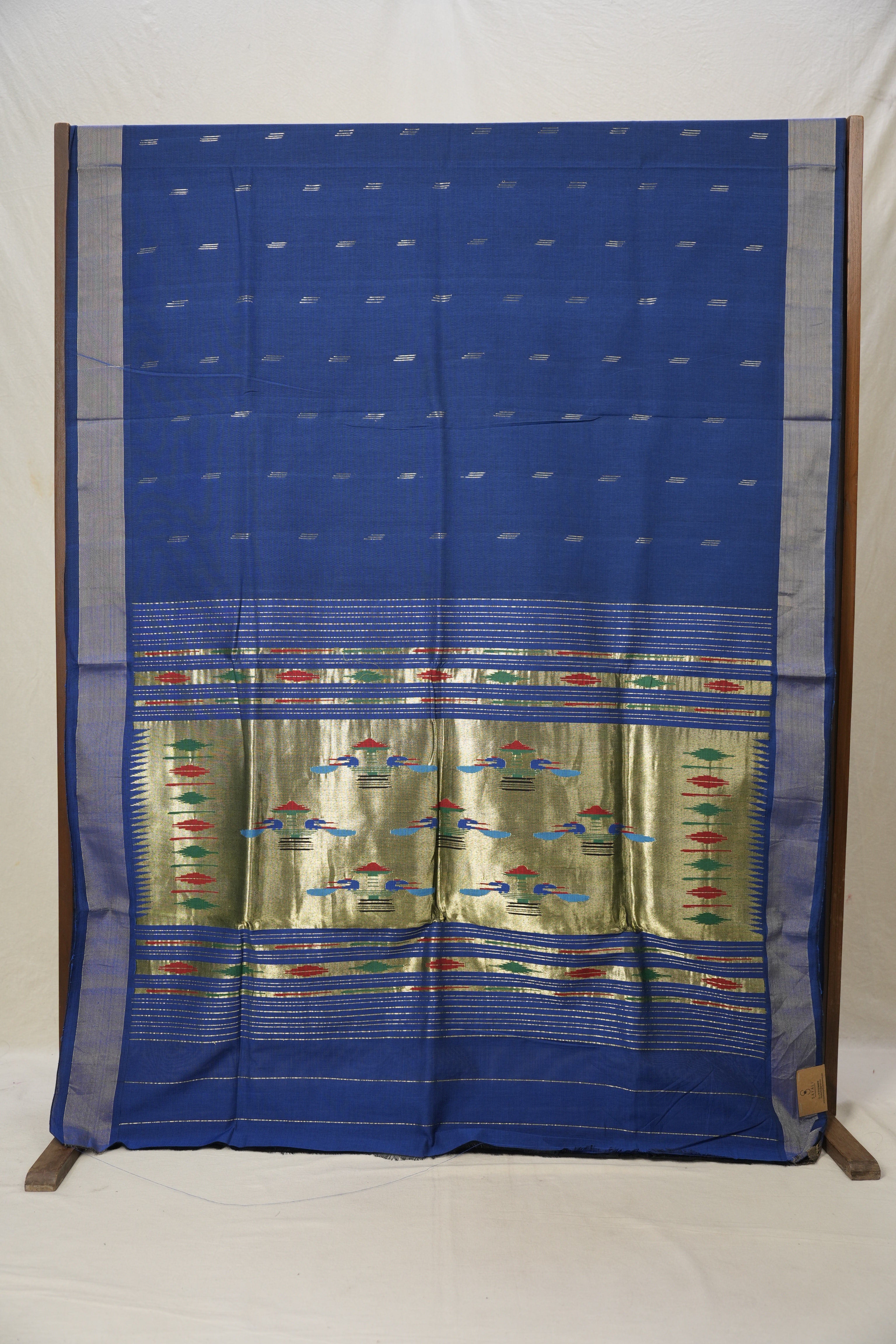 Navy Blue Cotton Paithani Saree - SRNBCPS605