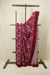 Red HBP Chiffon Saree - SRRHCS52