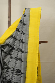 Grey -Yellow  Pochampalli Cotton Ikat Saree - SRGYPCIS593