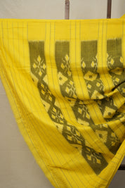 Grey -Yellow  Pochampalli Cotton Ikat Saree - SRGYPCIS593