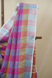 Multicolor Linen Saree With Tassels - SRMLS500