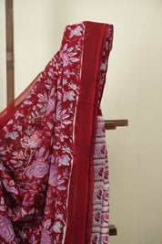 Red HBP Chiffon Saree - SRRHCS52