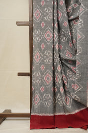 Grey Pochampalli Cotton Ikat Saree - SRGPCIS590