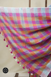 Multicolor Linen Saree With Tassels - SRMLS500