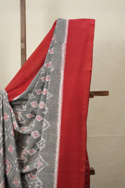 Grey Pochampalli Cotton Ikat Saree - SRGPCIS590