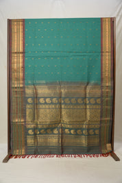 Rama Green Gadwal Cotton Silk Saree - SRRGCSS170