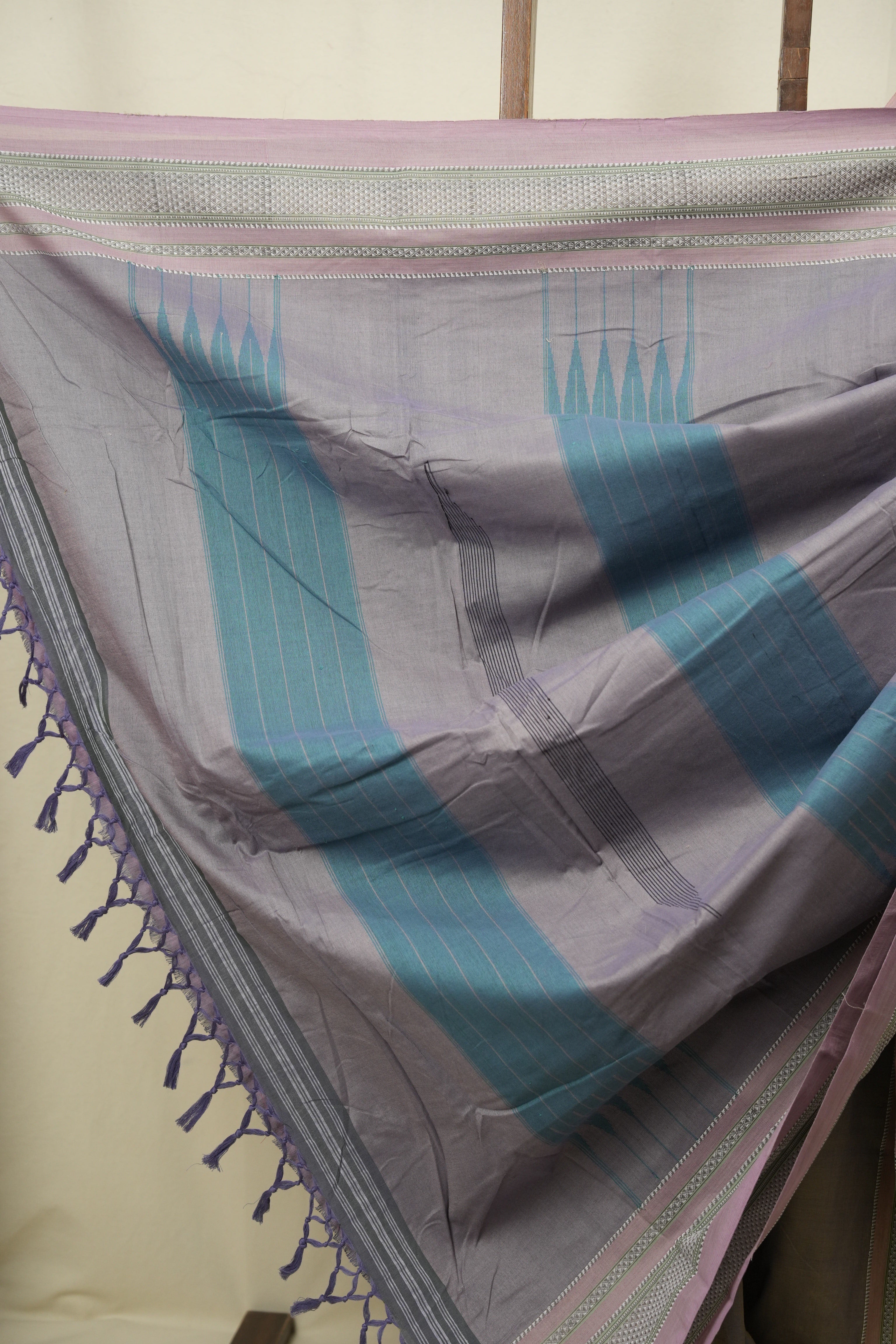 Dual Tone Blue Cotton IIkal Saree - SRDTBCIS1127