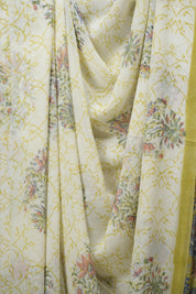 White HBP Chiffon Saree - SRWHCS50