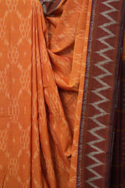 Orange Wine Pochampalli Cotton Ikat Saree - SROWPCIS591