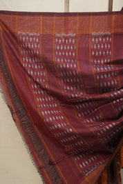 Orange Wine Pochampalli Cotton Ikat Saree - SROWPCIS591