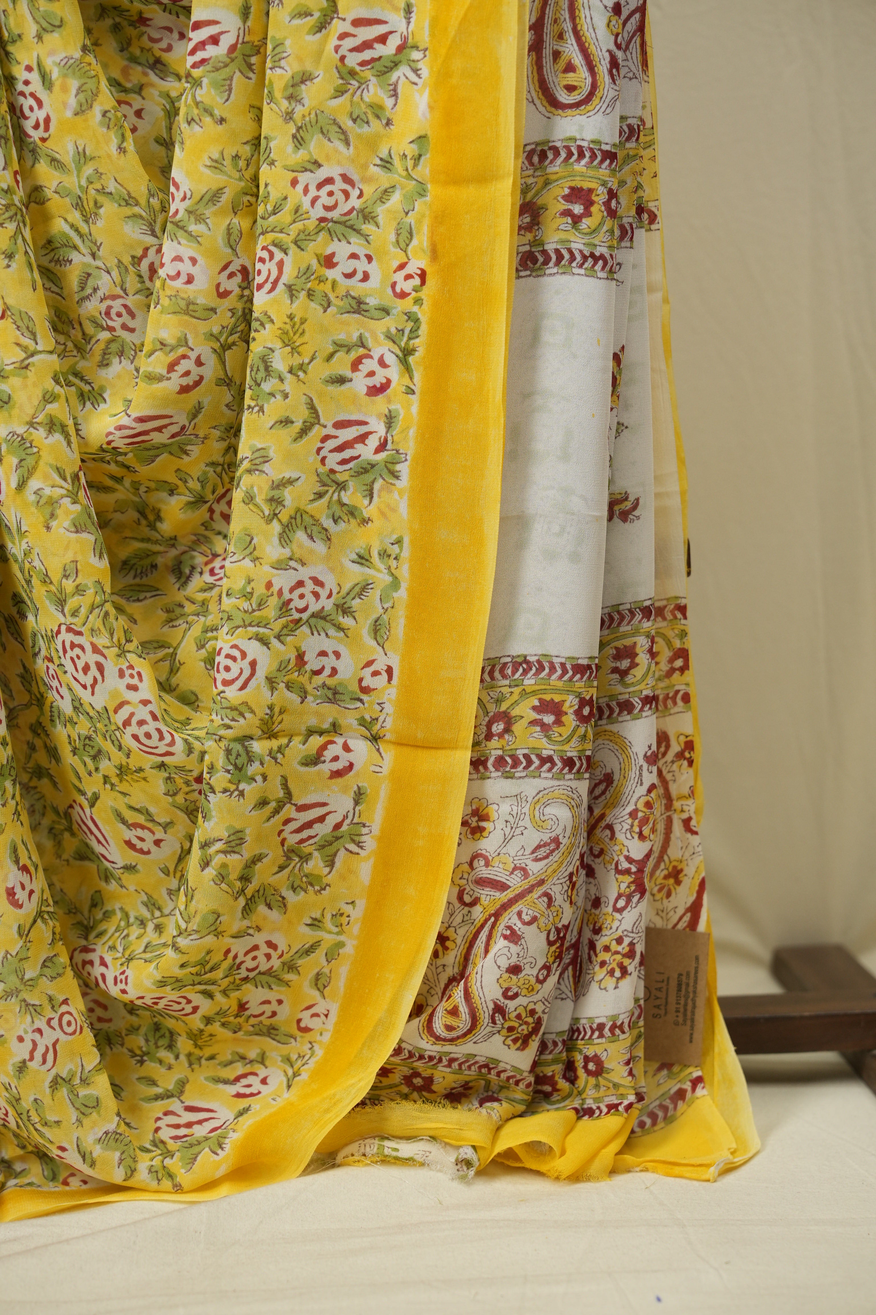Yellow HBP Chiffon Saree - SRYHCS56