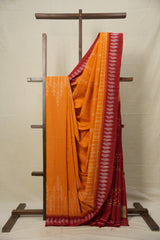 Yellow White Pochampalli Cotton Ikat Saree - SRYWPCIS588