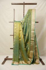 Aqua-Gold Tissue Banarasi Silk Saree - SRAGTBSS31