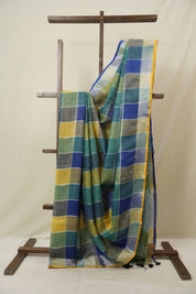 Multicolor Linen Saree With Tassels - SRMLS503