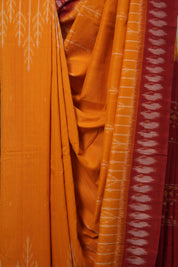 Yellow White Pochampalli Cotton Ikat Saree - SRYWPCIS588