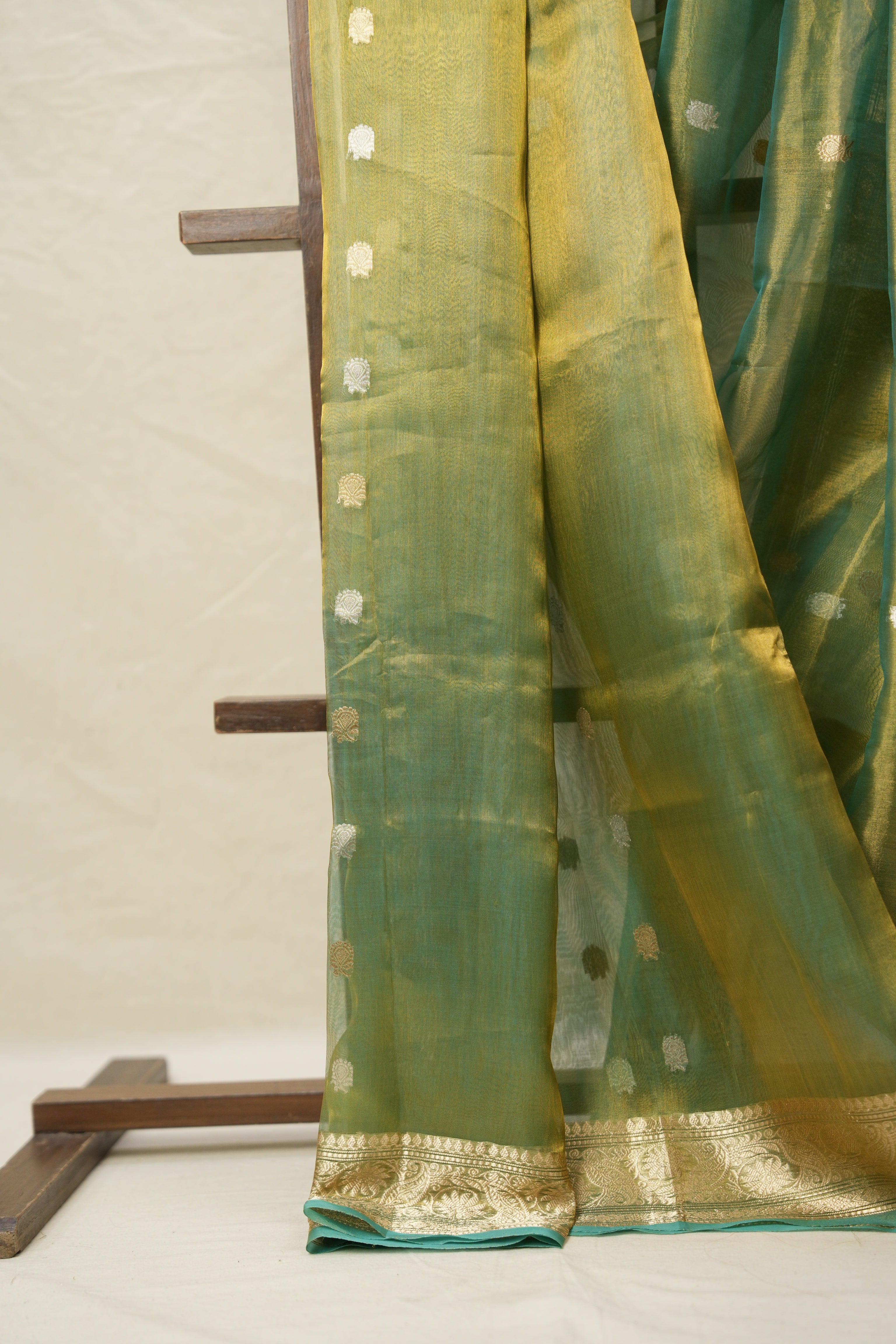 Aqua-Gold Tissue Banarasi Silk Saree - SRAGTBSS31