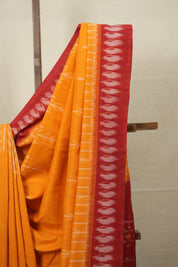 Yellow White Pochampalli Cotton Ikat Saree - SRYWPCIS588