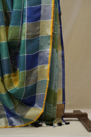 Multicolor Linen Saree With Tassels - SRMLS503