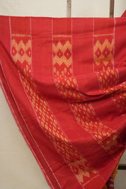 Yellow White Pochampalli Cotton Ikat Saree - SRYWPCIS588