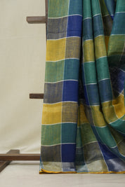 Multicolor Linen Saree With Tassels - SRMLS503