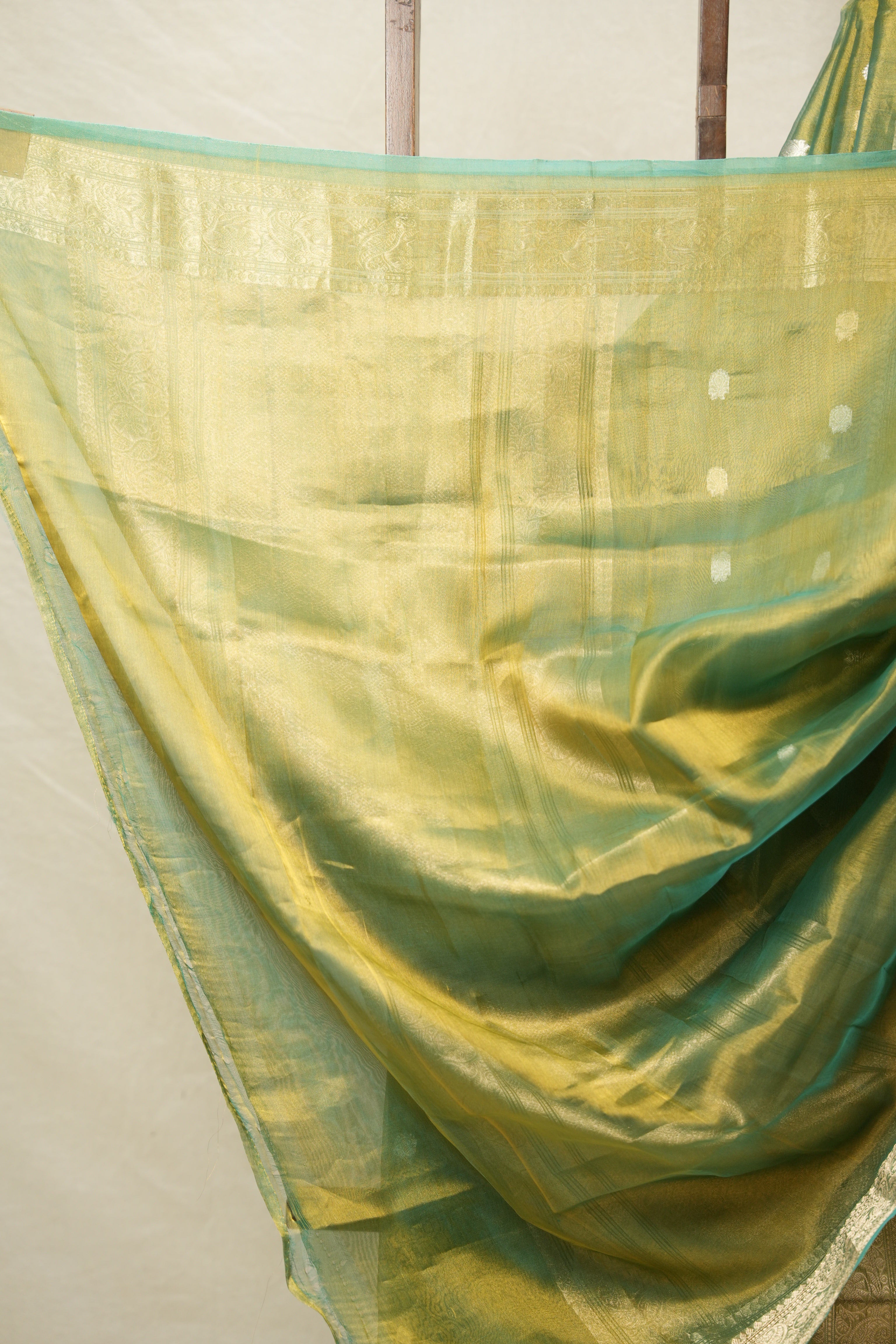 Aqua-Gold Tissue Banarasi Silk Saree - SRAGTBSS31