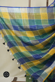Multicolor Linen Saree With Tassels - SRMLS503
