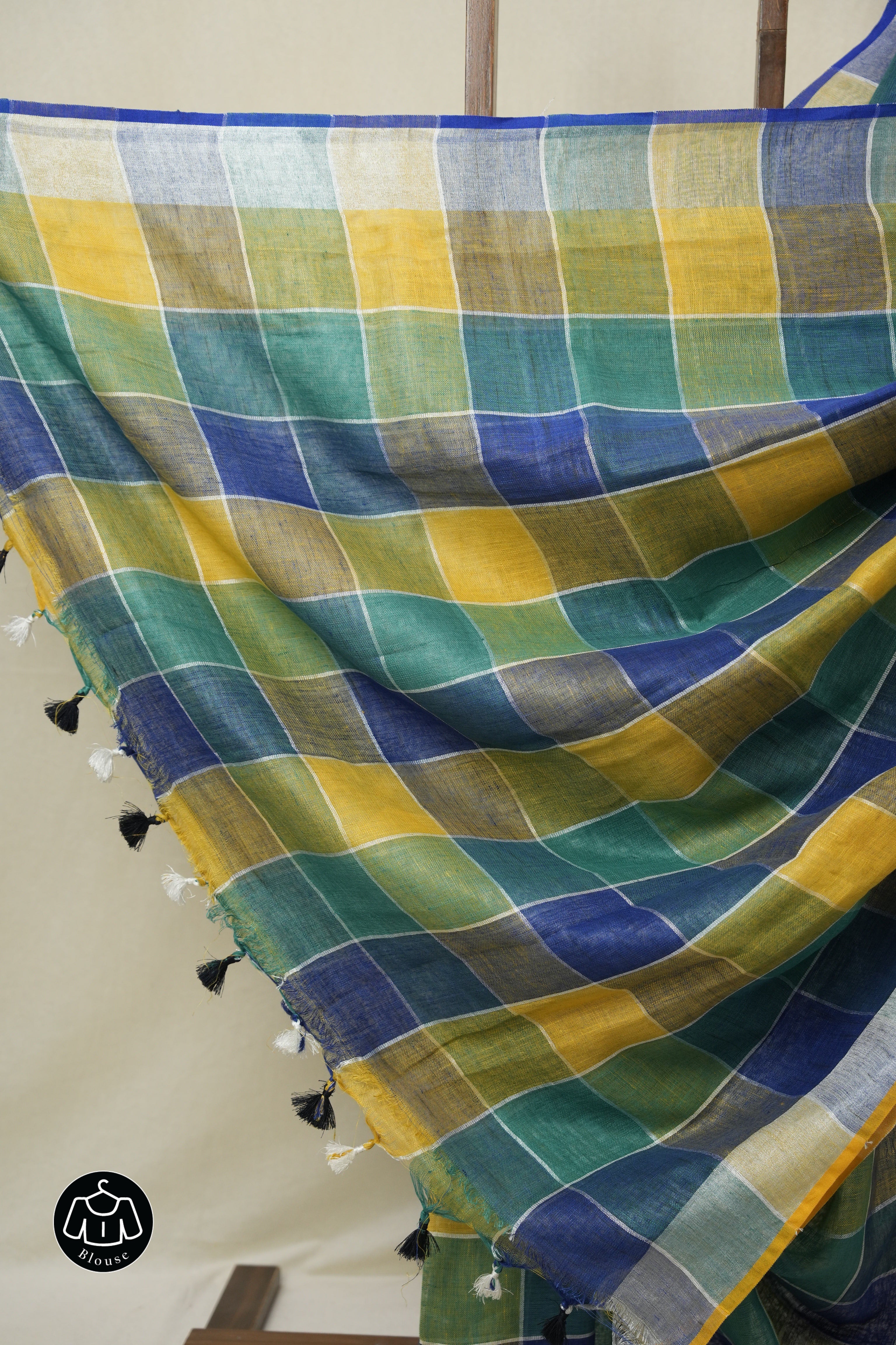 Multicolor Linen Saree With Tassels - SRMLS503