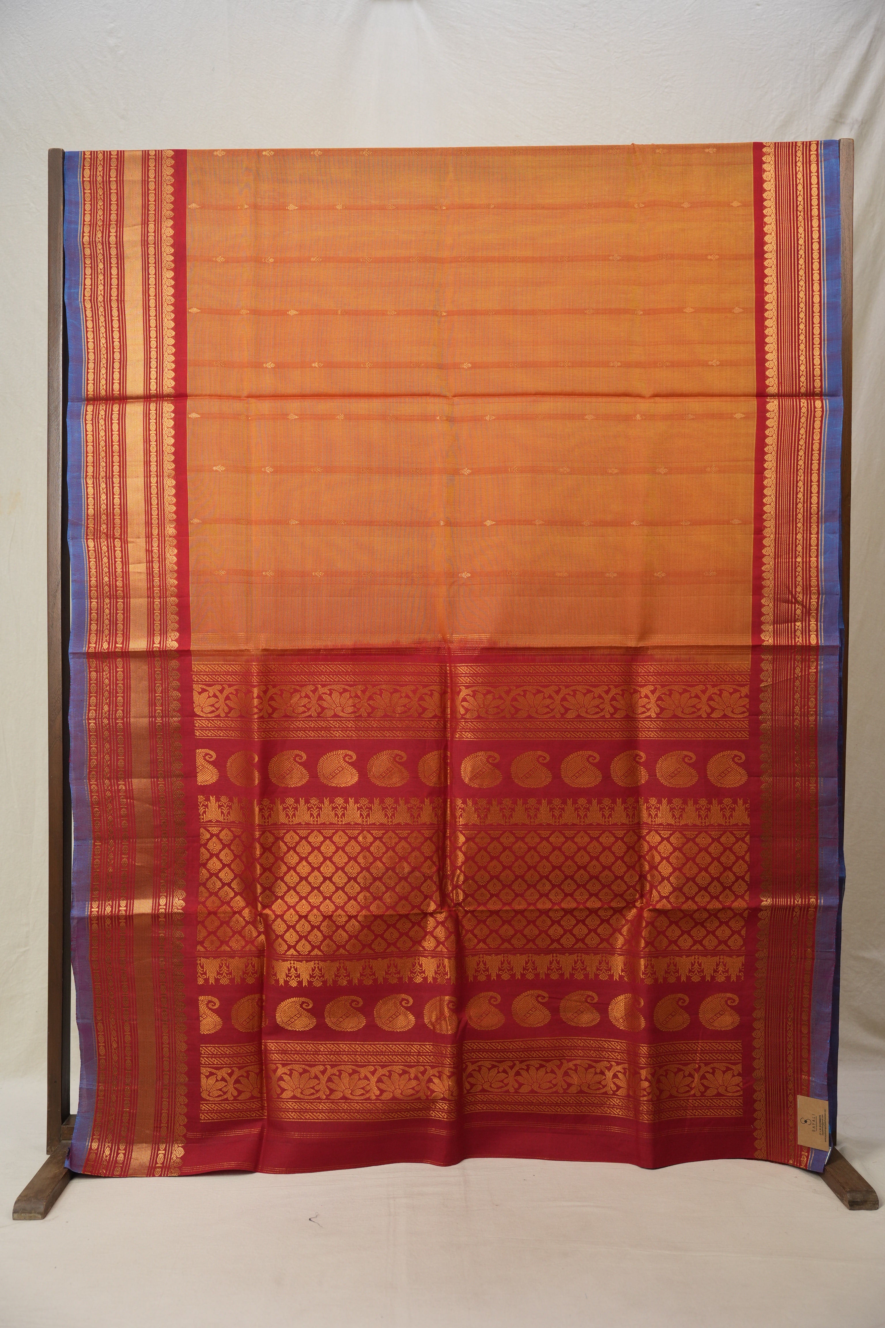 Two Tone Orange Gadwal Cotton Silk Saree - SRTTOGCSS130