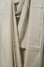 Ivory Plain Tissue Linen Saree With Tassels - SRIPTLS299