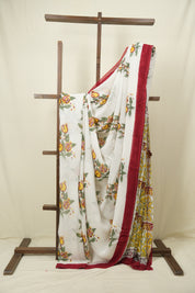 White HBP Chiffon Saree - SRWHCS59