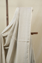 Ivory Plain Tissue Linen Saree With Tassels - SRIPTLS299