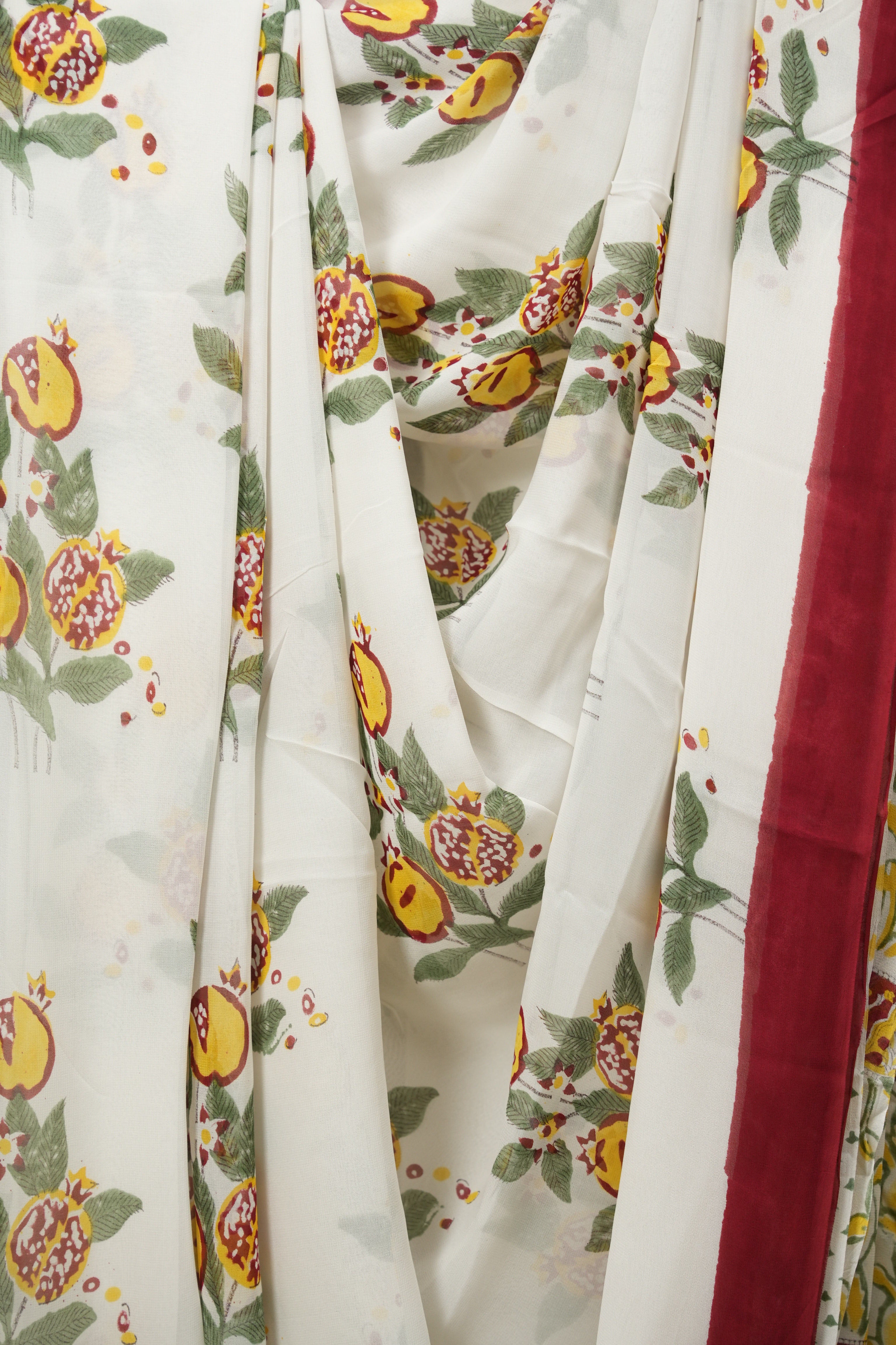 White HBP Chiffon Saree - SRWHCS59